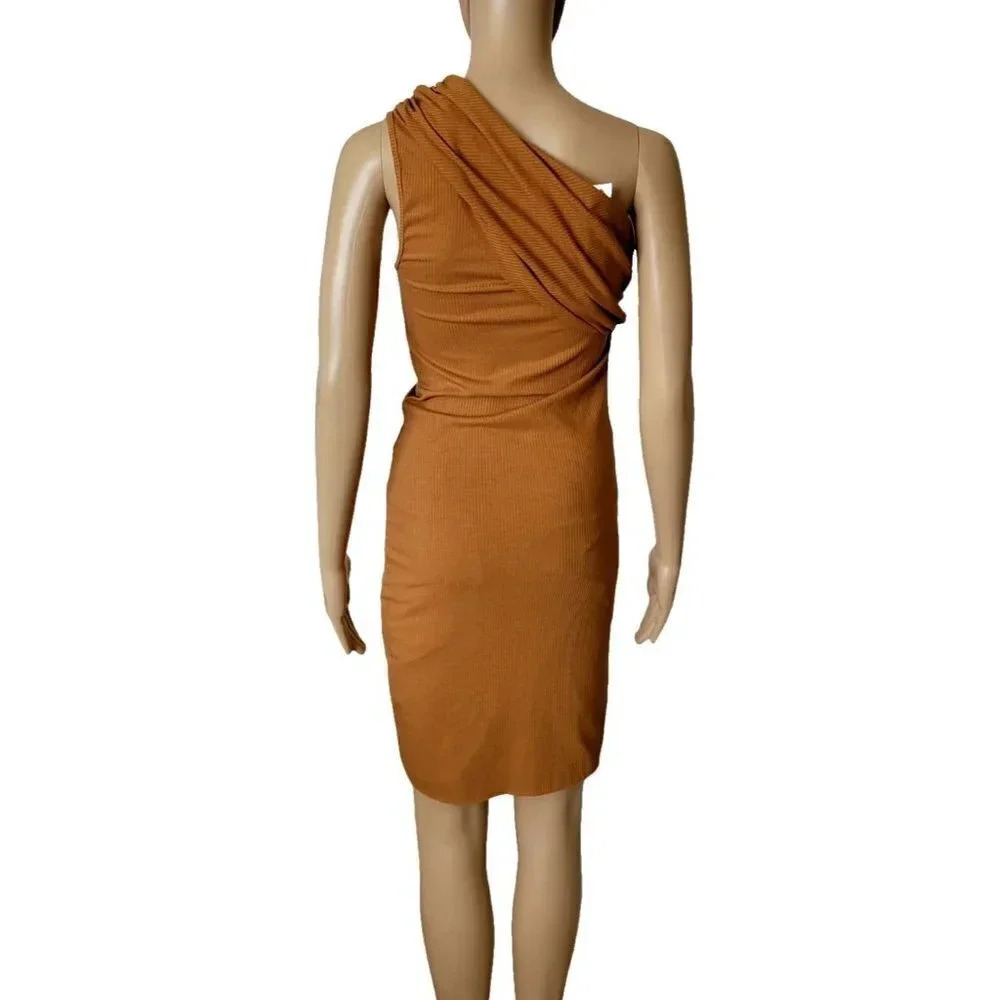 House Of Harlow 1960 Ribbed Knit One Shoulder Midi Bodycon Dress Size S - Picture 3 of 9